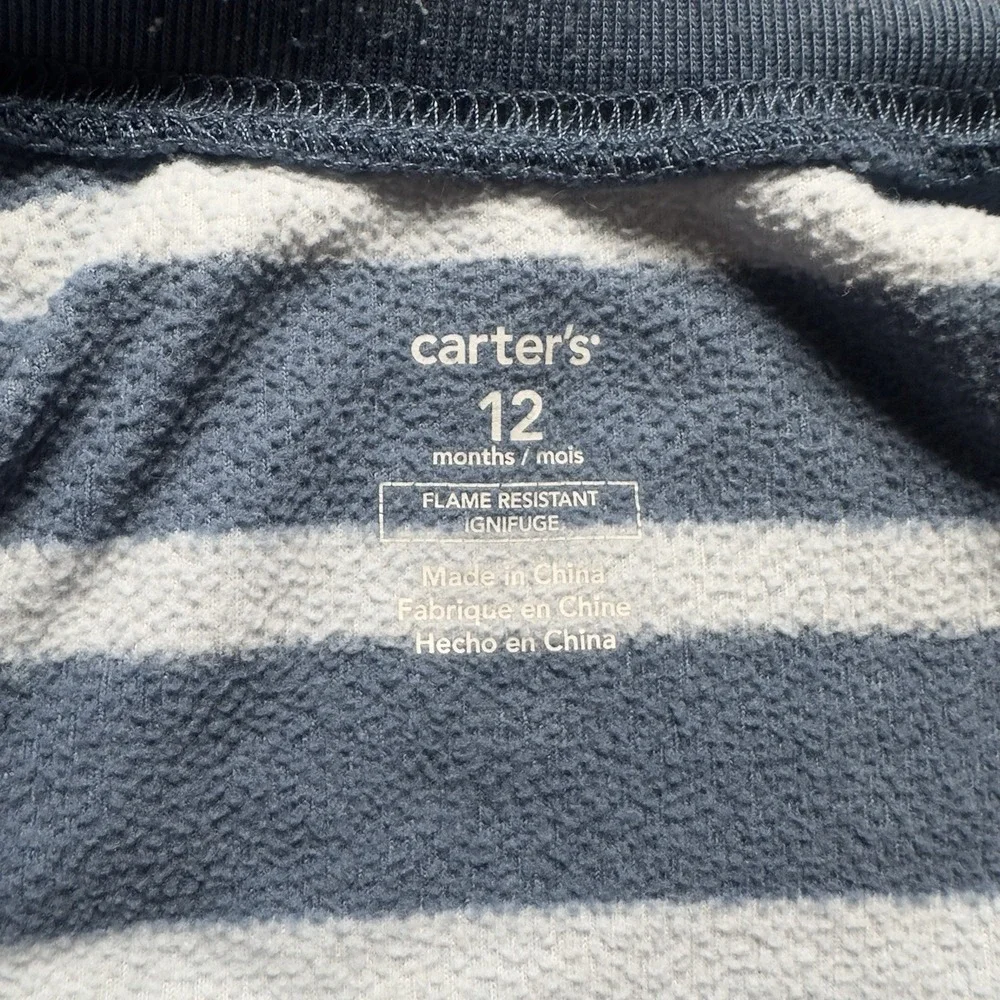 Carter's Boys 12 Month One-Piece Fleece Zipper Long Sleeve Footie Pajama